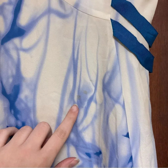 TED BAKER Sample Blue and White Silk Dress Size 2 US Size 6 - Picture 8 of 12